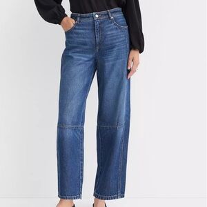 Loft High Rise Barrel Jeans in Dark Wash Size 6